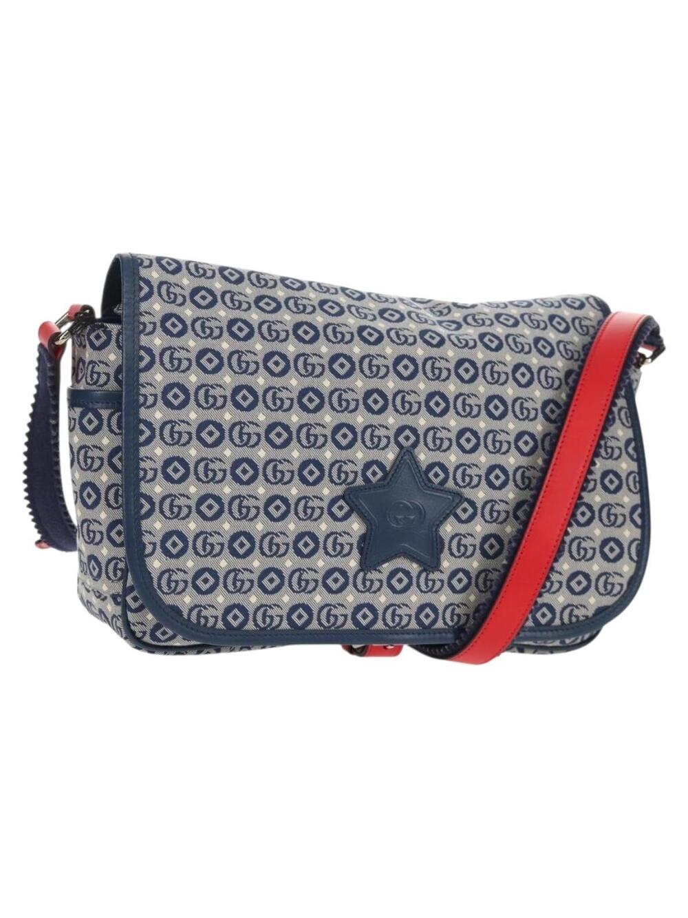 Gucci Shoulder Bag Pvc Blue Silver Auth #359465G65B